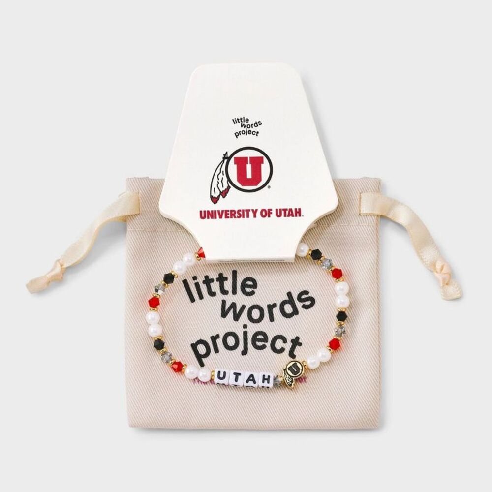 Little Words Project University of Utah Beaded Bracelet - Red/White/Black